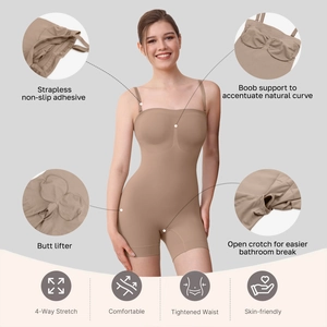 Detail view of seamless bodysuit features: tummy control, butt lift and anti-slip bands