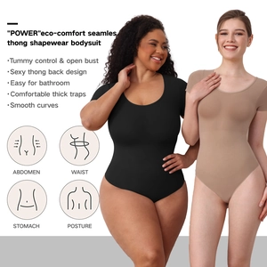 Detail view of seamless tummy control bodysuit showing functional tummy and waist shaping