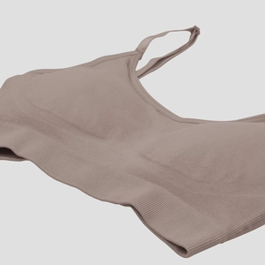 Macro shot of seamless nursing bra with ribbed wide band and smooth knitted fabric