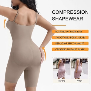 Detail view of seamless high-waist shapewear showing back compression and hip lifting effect