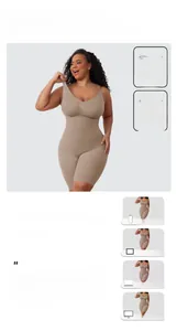 Detailed size chart and body measurement guide for khaki seamless shapewear bodysuit