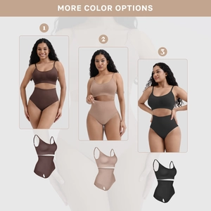 Completo modellante senza cuciture con canotta senza ferretto e slip a vita alta pancia piatta