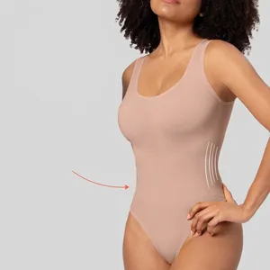 Seamless nude bodysuits for women featuring tummy control and waist slimming compression