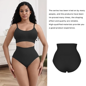 Women's black high-waisted seamless body shaper set with rib-knit compression fabric