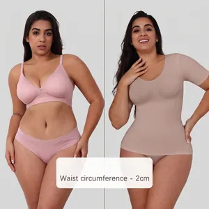Body sculptant sans couture grande taille pour femme et ensemble de lingerie rose gainant