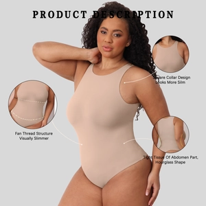 Detail of square collar and fan thread structure on high-elastic hourglass shape bodysuit
