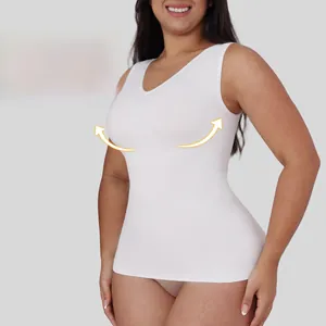 Women's white seamless bodysuit featuring targeted chest support and lifting function