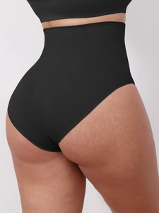 Detail of high waist seamless shaping underwear showing tummy control and lifting effect