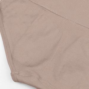 Close-up of seamless ribbed texture and stitching on high-waist slimming panties