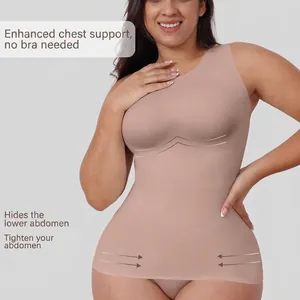 Seamless nude shapewear top with bust support and tummy control for women