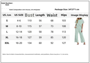 Tabella taglie dettagliata per completo due pezzi da donna a righe con t-shirt e pantaloni
