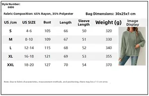 Size chart for women's hooded knit sweatshirt showing detailed US sizes from S to XXL