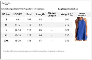 Size chart table for women's crochet sleeveless dress showing US sizes S to XXL measurements