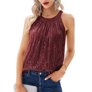 Haut à sequins bordeaux pour femmes, idéal pour les fêtes et les événements sociaux