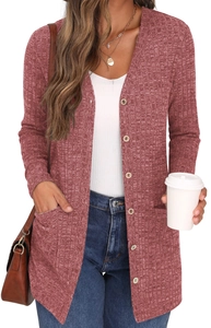 Detailed macro view of waffle knit texture and wooden buttons on casual cardigan