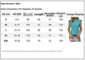 Detailed size chart for lace hollow T-shirt with measurements from size S to XXL