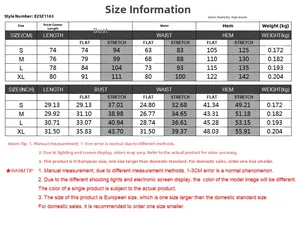 Guide des tailles détaillé pour robe sexy dos nu avec mesures en CM et INCH de la taille S à XL