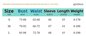 Detailed size chart for off-shoulder ruffled top showing bust and waist measurements