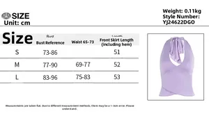Size chart detail for halter neck backless slim fit top with measurement guide