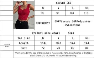 Size chart and fabric details for square neck camisole with detailed measurements