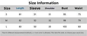 Detailed size chart for French black and white dress covering S to L measurements