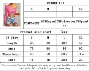 Detailed size chart and fabric composition for women's cutout colorblock long sleeve top