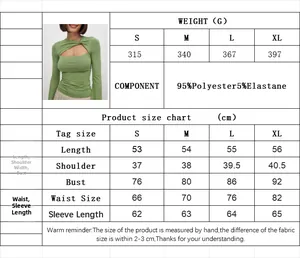 Guide des tailles pour haut ajusté à manches longues évidé en polyester et élasthanne