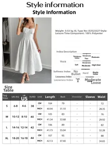 Guide des tailles détaillé pour robe jacquard blanche avec mesures en cm et en pouces