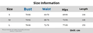 Size chart for halter backless maxi dress showing S, M, L measurements in centimeters