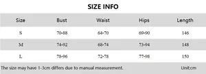 Detailed size chart for solid color halter neck backless dress showing S-L measurements