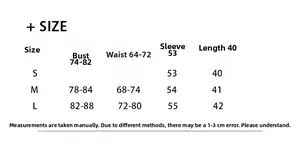 Size chart for women off-shoulder top listing measurements for bust, waist, and sleeve length