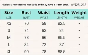 Detailed size guide table for slim fit halter dress with bust and waist measurements