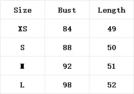 Detailed size chart for slim fit long sleeve T-shirt showing bust and length measurements