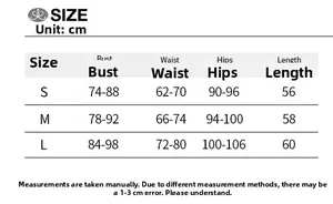 Detailed size chart for strapless A-line dress showing bust, waist, and hips in cm