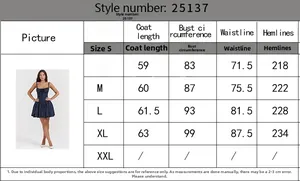 Detailed size chart for lace slip dress featuring measurements for bust and waistline