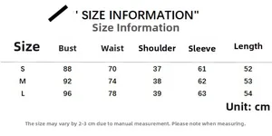 Detailed size chart for vintage cotton shirt showing bust, waist and sleeve measurements