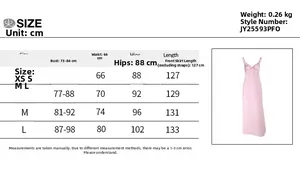 Tableau des tailles détaillé pour robe rose bustier coupe A-line avec mesures du XS au L