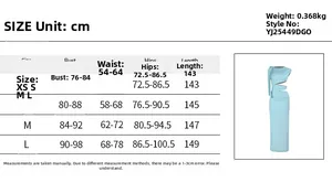 Tableau des tailles avec mesures en cm pour robe maxi trapèze à paillettes bleue
