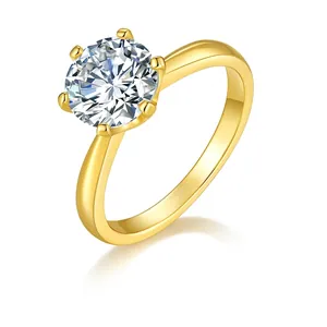 Classic Six Prong 925 Sterling Silver Moissanite Ring For Women Round Brilliant Cut D Color Moissanite Finger Ring Jewelry Gift