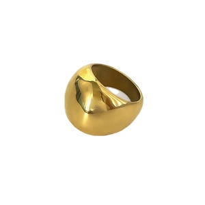Anello a cupola spessa minimalista placcato oro 18K in acciaio inossidabile lucido