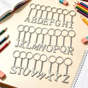 Zinc Alloy Alphabet Keychain Polished Metal English Letter Pendant For Car Keys Bag Charm Modern Minimalist Souvenir
