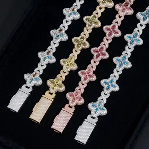 Sparkling S925 silver four-leaf clover moissanite bracelets in silver, gold and rose gold