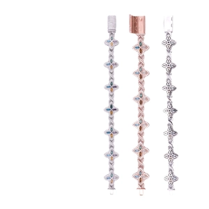S925 silver four-leaf clover bracelet set with colorful moissanite stones and 925 stamp