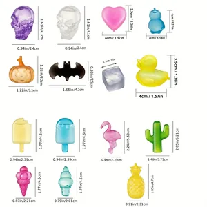 Reusable plastic ice cubes in various shapes like flamingo and cactus for summer parties