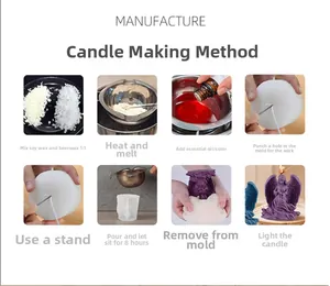 Detailed step-by-step guide for DIY Christmas angel candle making with silicone molds