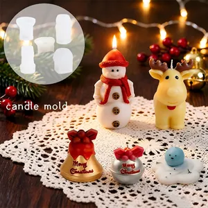 Christmas Silicone Molds For DIY Candle Soap Making 3D Snowman Reindeer Bell Shapes Fondant Baking Tool Food Grade Soft