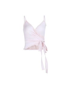 Rosa Cami-Top mit Spitzenbesatz, Wickeldesign und seitlicher Schleife für Damen