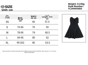 Size chart table for off-shoulder puff dress with bust, waist, and length measurements
