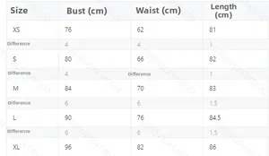 Size chart table for slim fit pleated dress showing bust, waist and length from XS to XL
