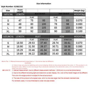 Detailed size chart for the slim fit one-shoulder crop top from S to XL in CM and INCH